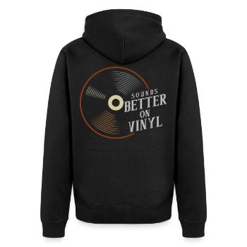 Sounds Better On Vinyl DJ Audiophile Geschenk - Unisex Premium Bio Zip Hoodie - Schwarz - Hinten - Nico (187cm)