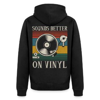 Sounds Better On Vinyl DJ Audiophile Geschenk - Unisex Premium Bio Zip Hoodie - Schwarz - Hinten - Nico (187cm)