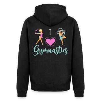 Rhythmische Sportgymnastik Geschenk Sportler - Unisex Premium Bio Zip Hoodie - Schwarz - Hinten - Nico (187cm)