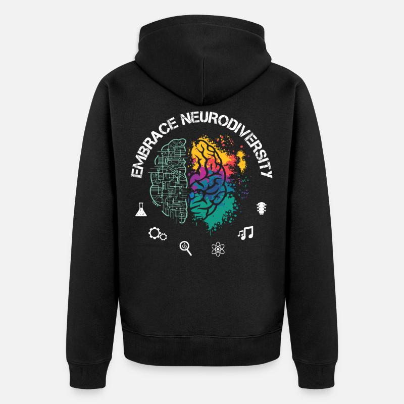 Embrance Neurodiversity TDAH Autisme TSA - Veste à capuche bio Premium Unisexe - noir