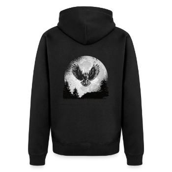 Eule - Unisex Premium Bio Zip Hoodie - Schwarz - Hinten - Nico (187cm)