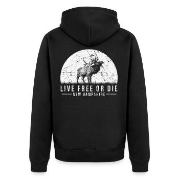 Live Free or Die New Hampshire Hiking - Unisex Premium Organic Zip Hoodie - black - Back - Nico (187cm)