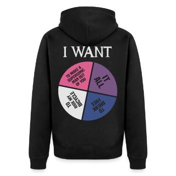 80ger Jahre Musik Retro Lyrik - I Want It All - Unisex Premium Bio Zip Hoodie - Schwarz - Hinten - Nico (187cm)
