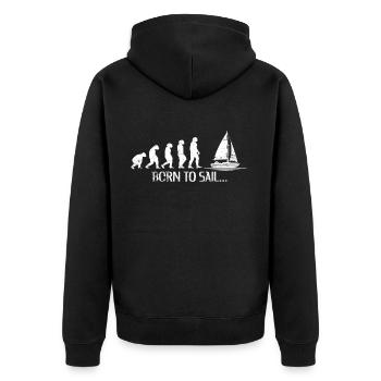 Sailing evolution boat sailor captain ship - Unisex Premium Organic Zip Hoodie - black - Back - Nico (187cm)
