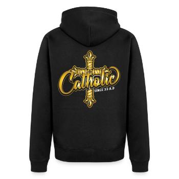 Catholique depuis 33 après JC Crucifix Jesus Eucharis - Veste à capuche bio Premium Unisexe - noir - Dos - Nico (187cm)