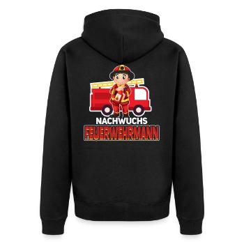 Nachwuchs Feuerwehrmann Kinder Feuerwehr Geschenk - Unisex Premium Bio Zip Hoodie - Schwarz - Hinten - Nico (187cm)