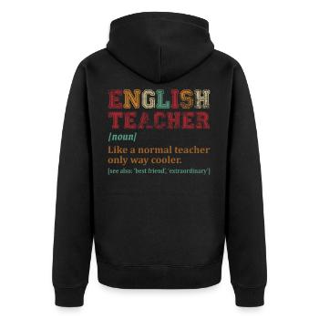 English Teacher Like A Normal Teacher Only Cooler - Unisex Premium Bio Zip Hoodie - Schwarz - Hinten - Nico (187cm)