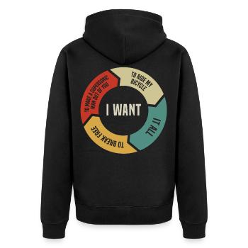 Musiktitel der 80 Retro Rate Chart, Musikfan - Unisex Premium Bio Zip Hoodie - Schwarz - Hinten - Nico (187cm)