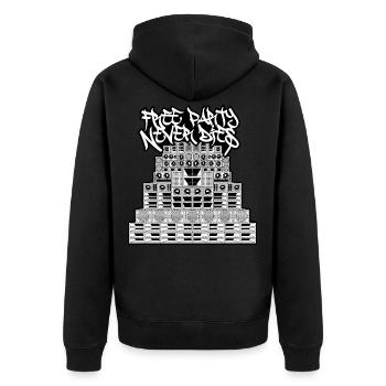 Free Party Never Dies - Unisex Premium Organic Zip Hoodie - black - Back - Nico (187cm)