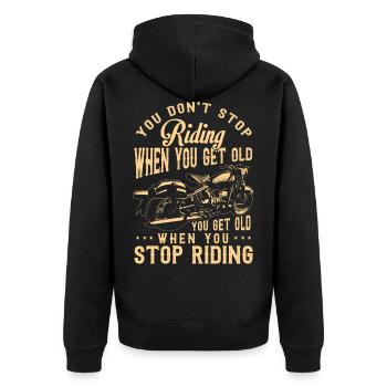 Cadeau de motocycliste, motard et motard - Veste à capuche bio Premium Unisexe - noir - Dos - Nico (187cm)