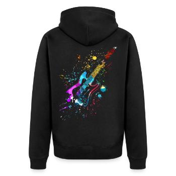 E- Gitarre Geschenk, Gitarrenspieler in Musikband - Unisex Premium Bio Zip Hoodie - Schwarz - Hinten - Nico (187cm)