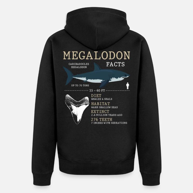 mégalodone, requin, requin, - Veste à capuche bio Premium Unisexe - noir