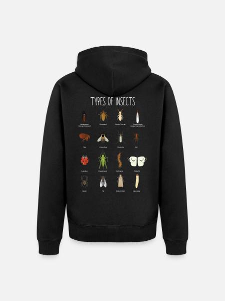 Insects, insect species, butterfly, ladybug - Unisex Premium Organic Zip Hoodie - black