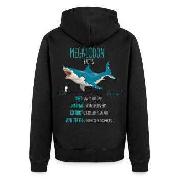 Shark megalodon facts, shark species, shark gift - Unisex Premium Organic Zip Hoodie - black - Back - Nico (187cm)