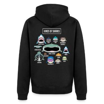 Haie Haiarten children's gift, white shark - Unisex Premium Organic Zip Hoodie - black - Back - Nico (187cm)