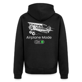 Airplane Mode ON, Cessna, C172, FLugzeug, Pilot - Unisex Premium Bio Zip Hoodie - Schwarz - Hinten - Nico (187cm)