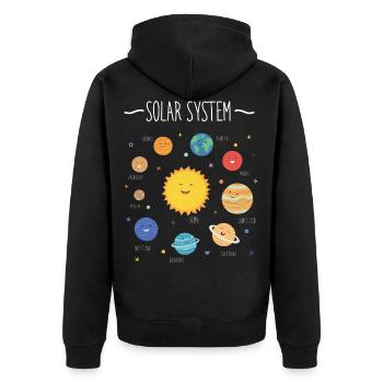 Solar system with all planets, orbits - Unisex Premium Organic Zip Hoodie - black - Back - Nico (187cm)