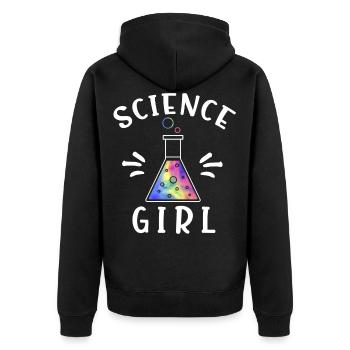 Science Girl, Mädchen liebt Naturwissenschaften - Unisex Premium Bio Zip Hoodie - Schwarz - Hinten - Nico (187cm)