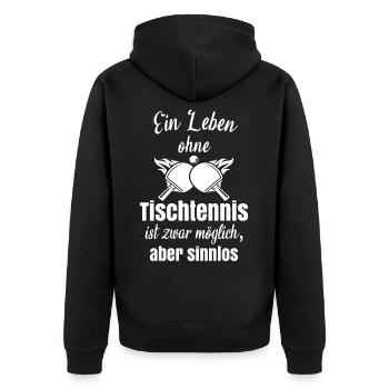 Tischtennis Geschenk Tischtennisspieler Schmettern - Unisex Premium Bio Zip Hoodie - Schwarz - Hinten - Nico (187cm)