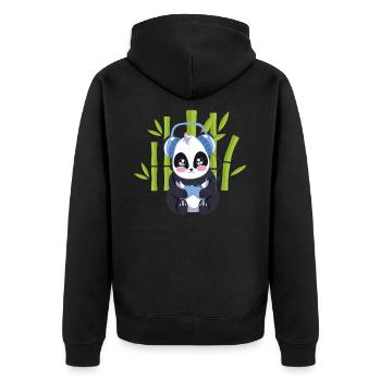 Gaming Panda Computer Console Video Game Gift - Unisex Premium Organic Zip Hoodie - black - Back - Nico (187cm)