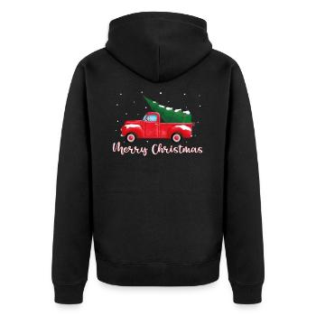 Vintage Wagon Christmas Pickup Truck Retro - Unisex Premium Organic Zip Hoodie - black - Back - Nico (187cm)