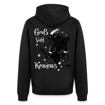 Gruß vom Krampus Lustiges Weihnachten Geschenk - Unisex Premium Bio Zip Hoodie - Schwarz - Hinten - Nico (187cm)