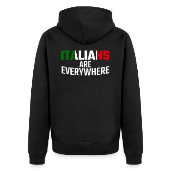 ITALY Italian - Unisex Premium Organic Zip Hoodie - black - Back - Nico (187cm)