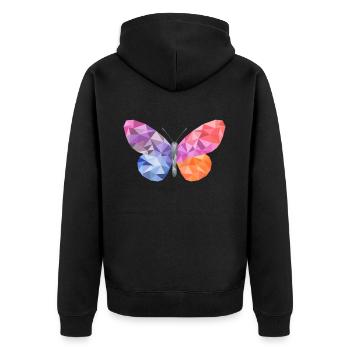 Papillon en mosaïque - Design en cristal / origami - Veste à capuche bio Premium Unisexe - noir - Dos - Nico (187cm)