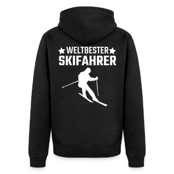 Skifahren Skifahren Skifahren Skifahrer Skifahrer - Unisex Premium Bio Zip Hoodie - Schwarz - Hinten - Nico (187cm)