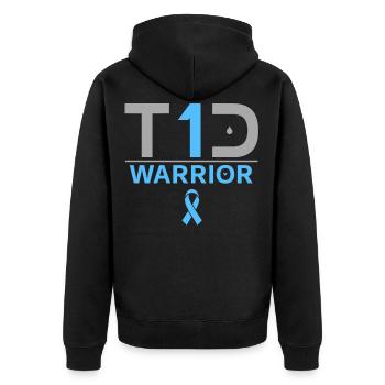Type 1 Diabetes Cure Blue Ribbon - Unisex Premium Organic Zip Hoodie - black - Back - Nico (187cm)