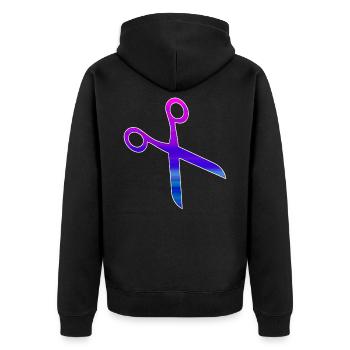 Friseur Schere - Unisex Premium Bio Zip Hoodie - Schwarz - Hinten - Nico (187cm)