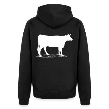 cow - Unisex Premium Organic Zip Hoodie - black - Back - Nico (187cm)