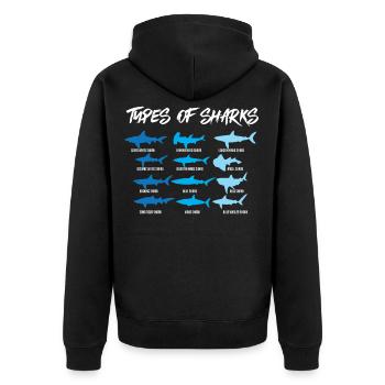 Shark Species Types of sharks, Hammerhead Shark,Basking - Unisex Premium Organic Zip Hoodie - black - Back - Nico (187cm)