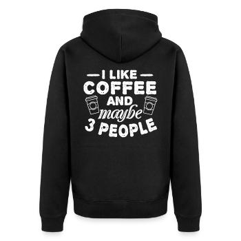 I like Coffee and 3 People Coffee lover gift - Unisex Premium Organic Zip Hoodie - black - Back - Nico (187cm)