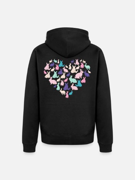 Haasen, Hase, Haustier, Bunnies als Herz, Häschen - Premium økologisk unisex-hættejakke - sort