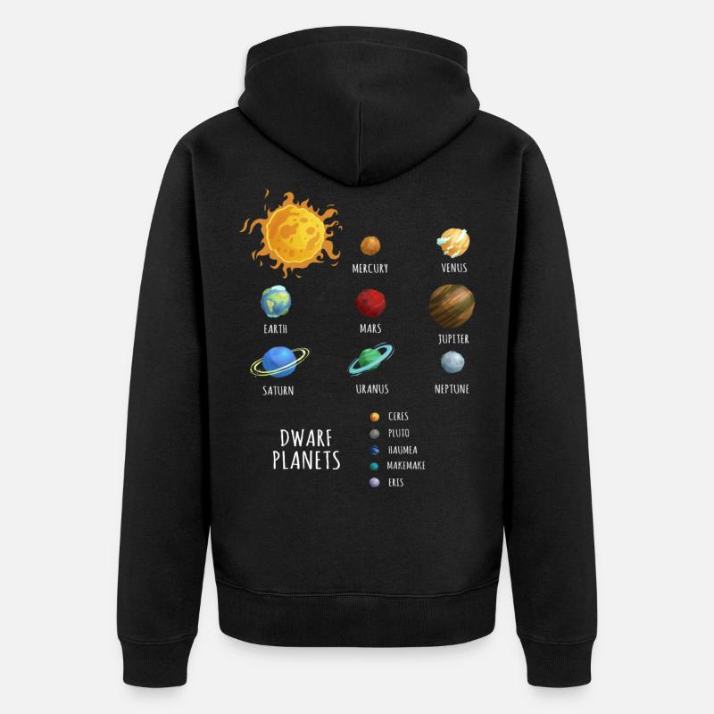 Planètes naines, planètes naines du système solaire - Veste à capuche bio Premium Unisexe - noir