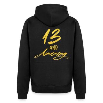 13 und erstaunlich 13 Jahre alt 13. Geburtstag - Unisex Premium Bio Zip Hoodie - Schwarz - Hinten - Nico (187cm)