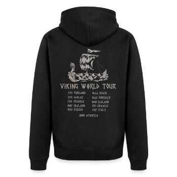 Viking World Tour, Viking saying Northern people - Unisex Premium Organic Zip Hoodie - black - Back - Nico (187cm)