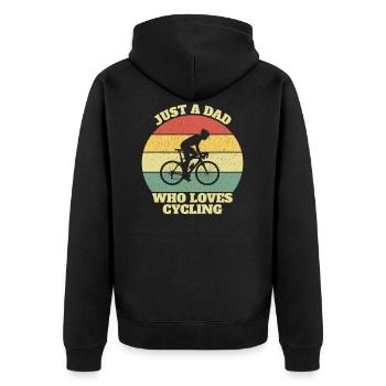 Cycling Cyclist Daddy Father Gift Idea - Unisex Premium Bio Zip Hoodie - Schwarz - Hinten - Nico (187cm)