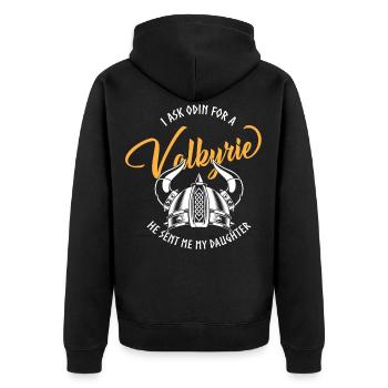 Viking sayings, Vikings, Odin and Valkyre - Unisex Premium Organic Zip Hoodie - black - Back - Nico (187cm)