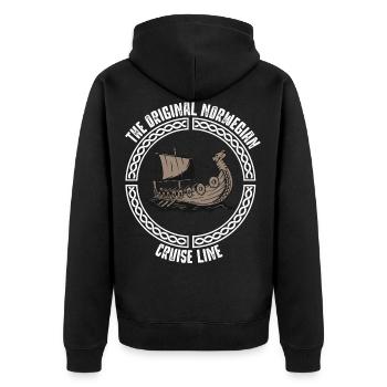 Wikinger Viking Geschenk, Odin, Valhalla, Thor - Unisex Premium Bio Zip Hoodie - Schwarz - Hinten - Nico (187cm)
