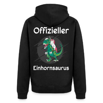 Schlaf Dino Einhorn Sprüche Geschenkidee - Unisex Premium Bio Zip Hoodie - Schwarz - Hinten - Nico (187cm)
