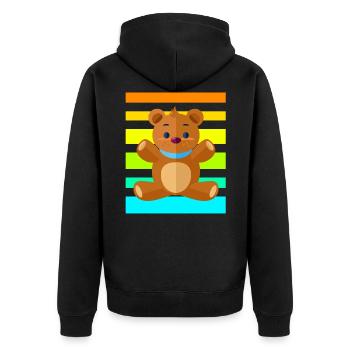 Teddybär Sunset - Unisex Premium Bio Zip Hoodie - Schwarz - Hinten - Nico (187cm)