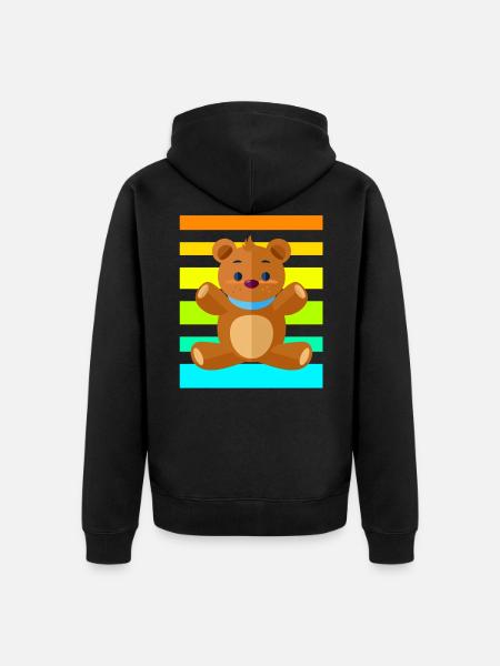 Teddy Bear Sunset - Unisex Premium Organic Zip Hoodie - black