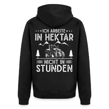 Landwirt Geschenk Landwirtschaft , Traktor Spruch. - Unisex Premium Bio Zip Hoodie - Schwarz - Hinten - Nico (187cm)