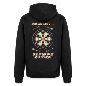 Darts Champions Hemd Sprüche Geschenkidee - Unisex Premium Bio Zip Hoodie - Schwarz - Hinten - Nico (187cm)