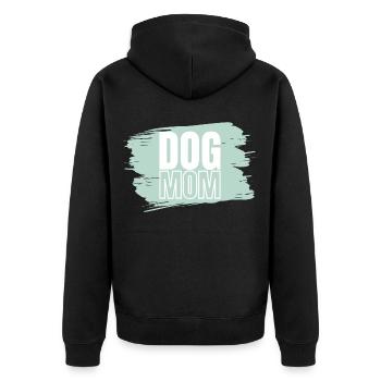 Dog Mum green white - Unisex Premium Organic Zip Hoodie - black - Back - Nico (187cm)