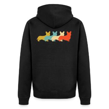 Peembroke Welsh Corgi Rétro Vintage - Veste à capuche bio Premium Unisexe - noir - Dos - Nico (187cm)