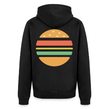 Cheeseburger Sunset - Unisex Premium Bio Zip Hoodie - Schwarz - Hinten - Nico (187cm)