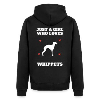 Whippet Girl Enthusiast Breeder Gift - Unisex Premium Bio Zip Hoodie - Schwarz - Hinten - Nico (187cm)